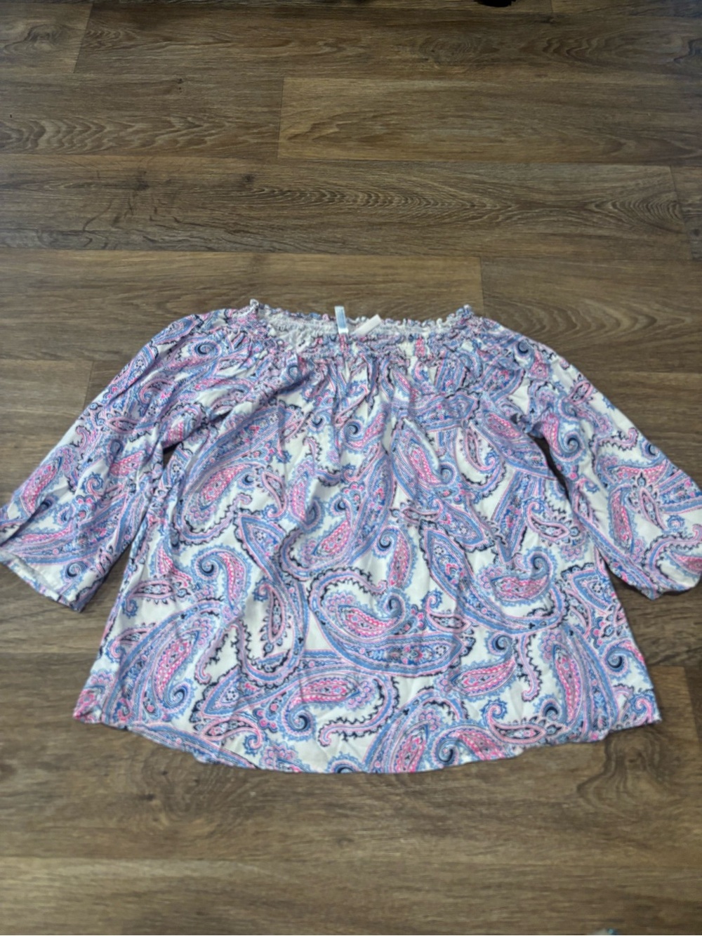 Southern Tide Paisley Print Off Shoulder Top Rayon Boho Coastal Blouse Small